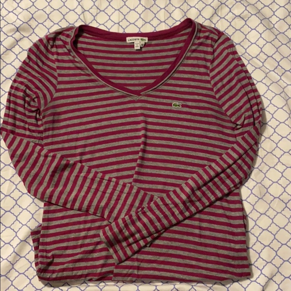 Lacoste V Neck Long sleeve Tee